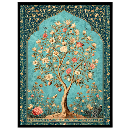 Immerse in the opulent elegance of this majestic Tree of Life, beautifully rendered in Mughal for abode