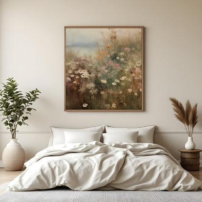 Immerse yourself in the tranquil beauty of nature with this dreamy meadow landscape artwork. for Bedroom