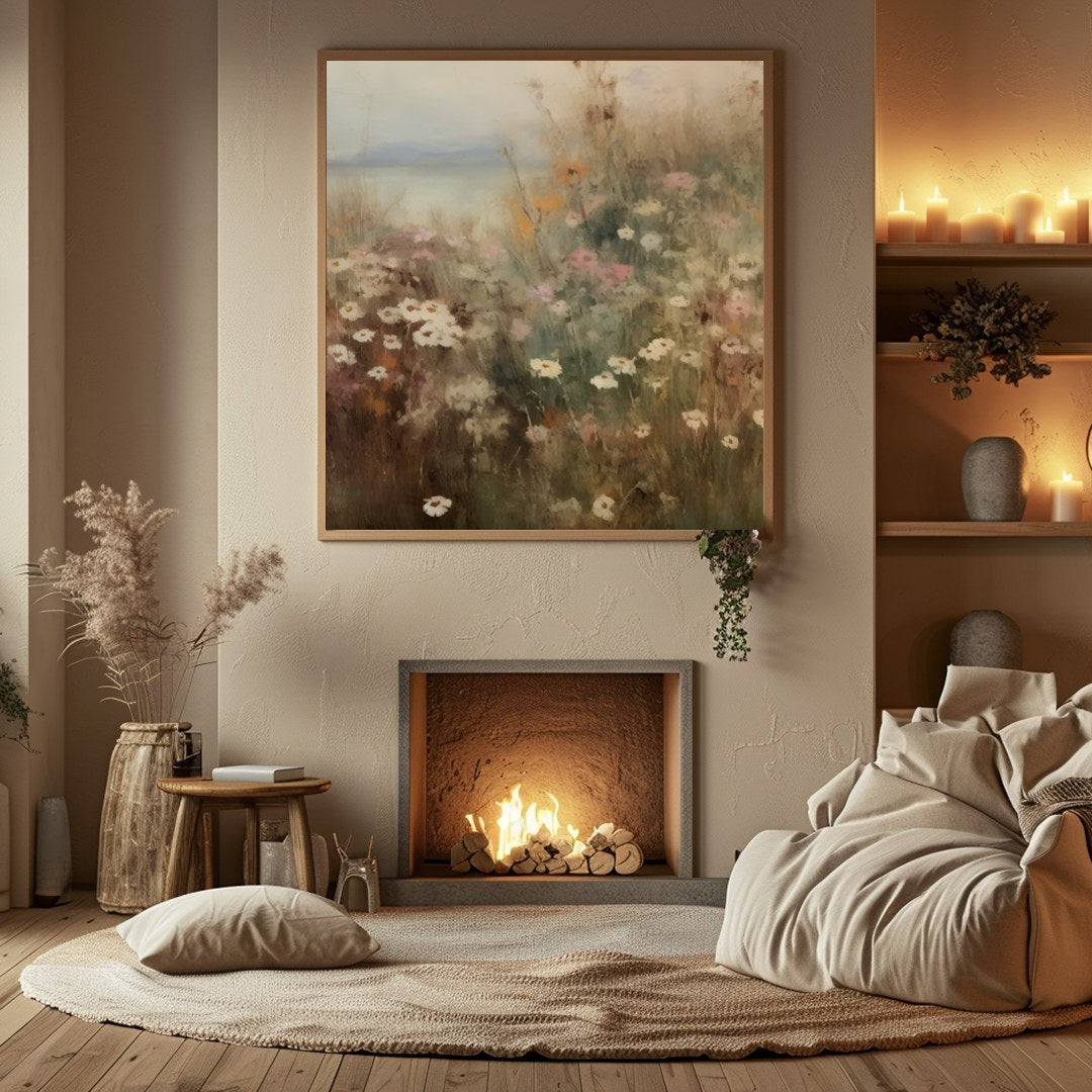Immerse yourself in the tranquil beauty of nature with this dreamy meadow landscape artwork. for Hall