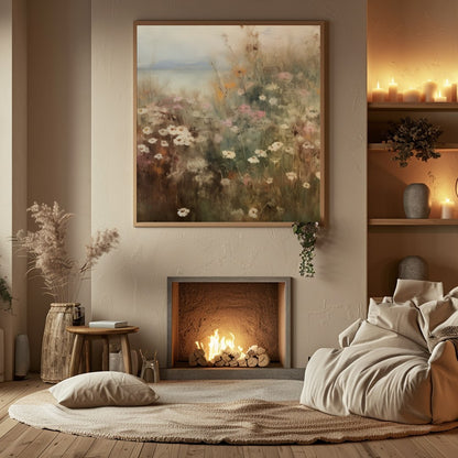 Immerse yourself in the tranquil beauty of nature with this dreamy meadow landscape artwork. for Hall
