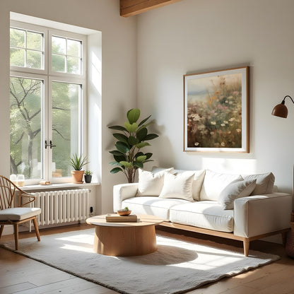 Immerse yourself in the tranquil beauty of nature with this dreamy meadow landscape artwork. for Living Room