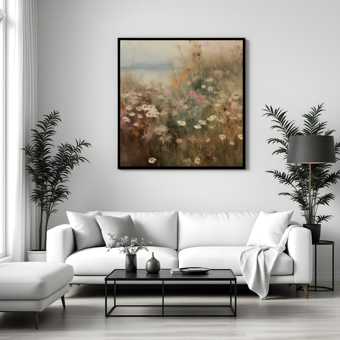 Immerse yourself in the tranquil beauty of nature with this dreamy meadow landscape artwork. for Sitting Area