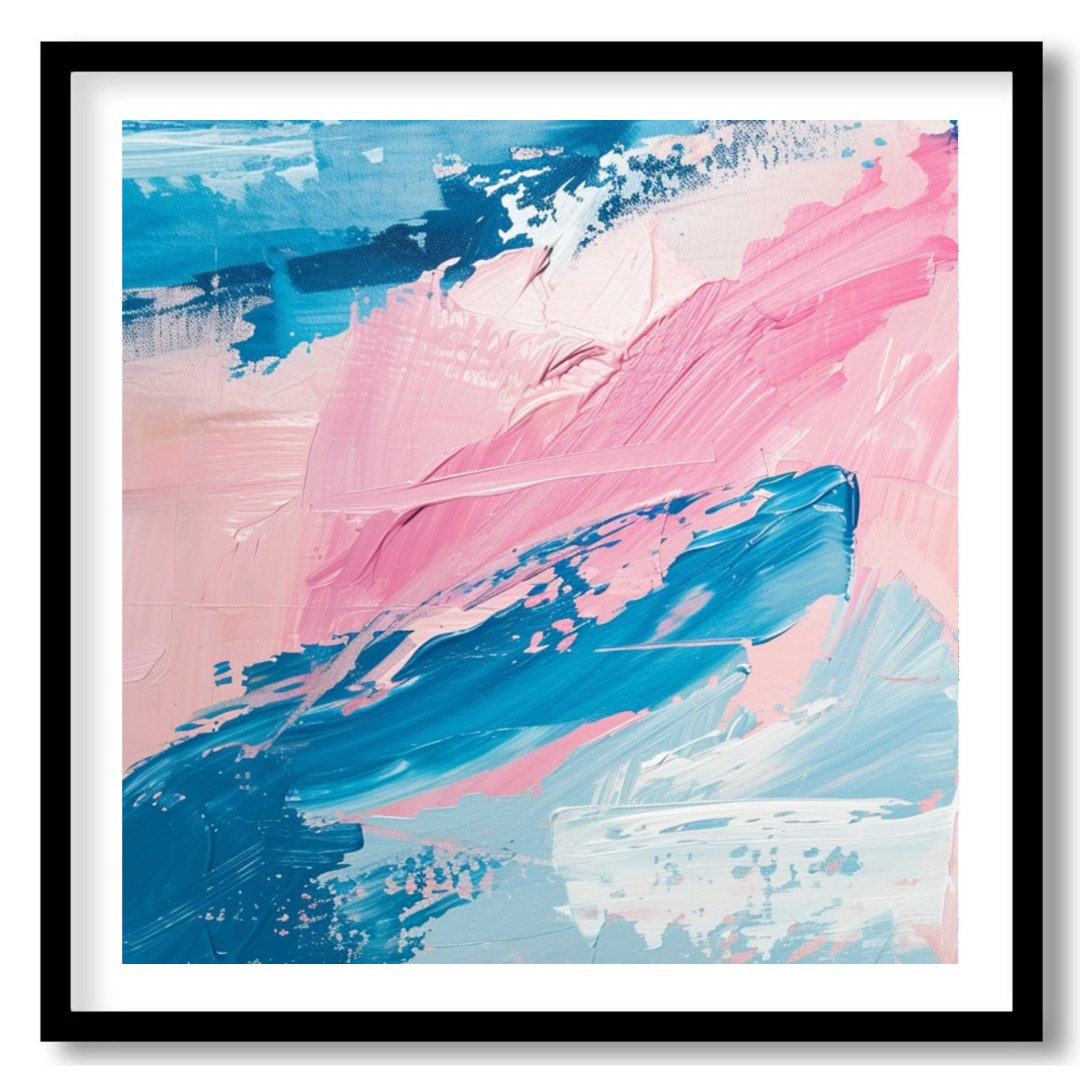 This captivating abstract piece invites tranquility with sweeping brushstrokes in soothing pastel for space