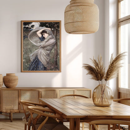 This captivating artwork captures a moment of serene beauty, as a woman stands gracefully amidst a for Extra Kitchen