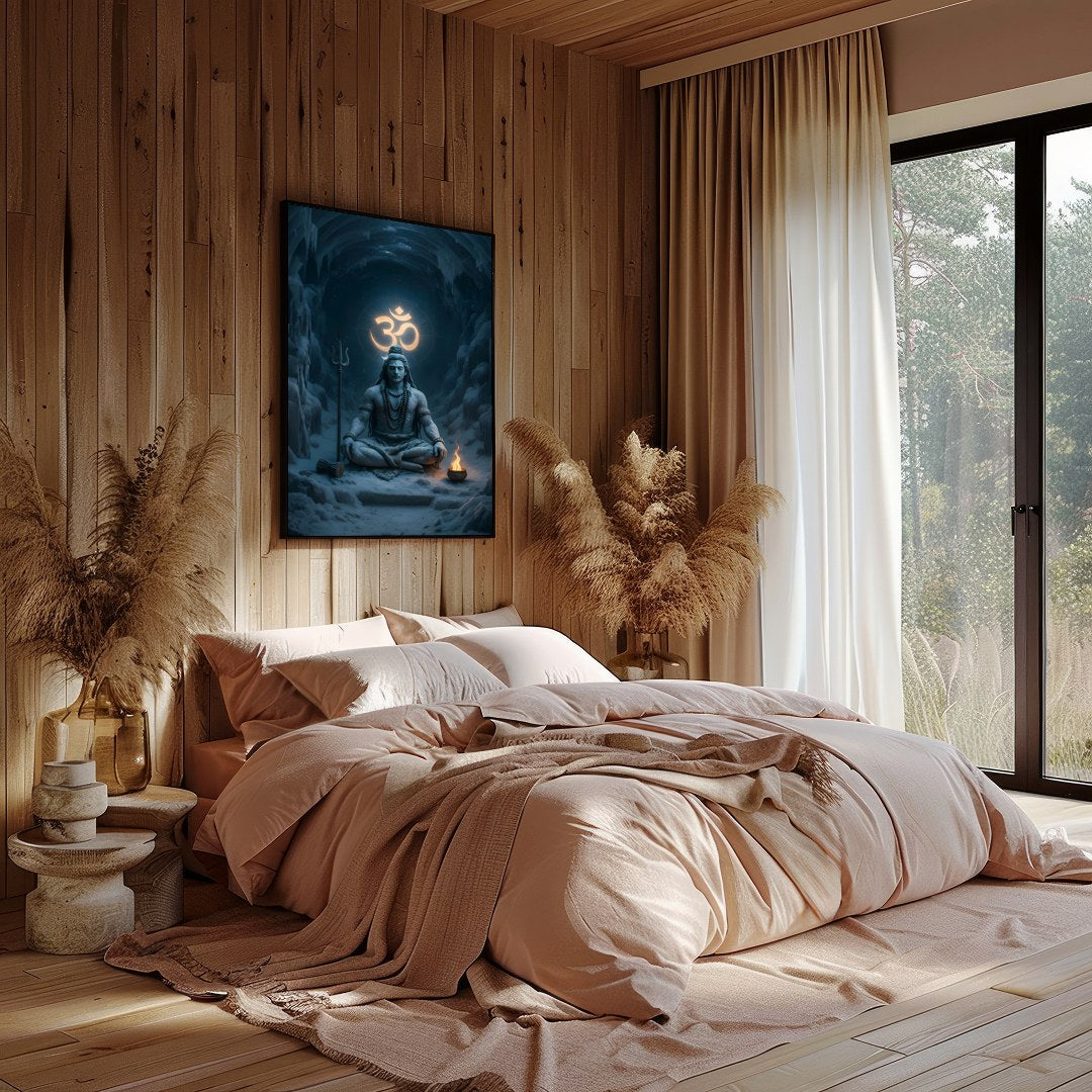 This mesmerizing artwork captures the serene presence of a meditative figure, enveloped in an for Bedroom