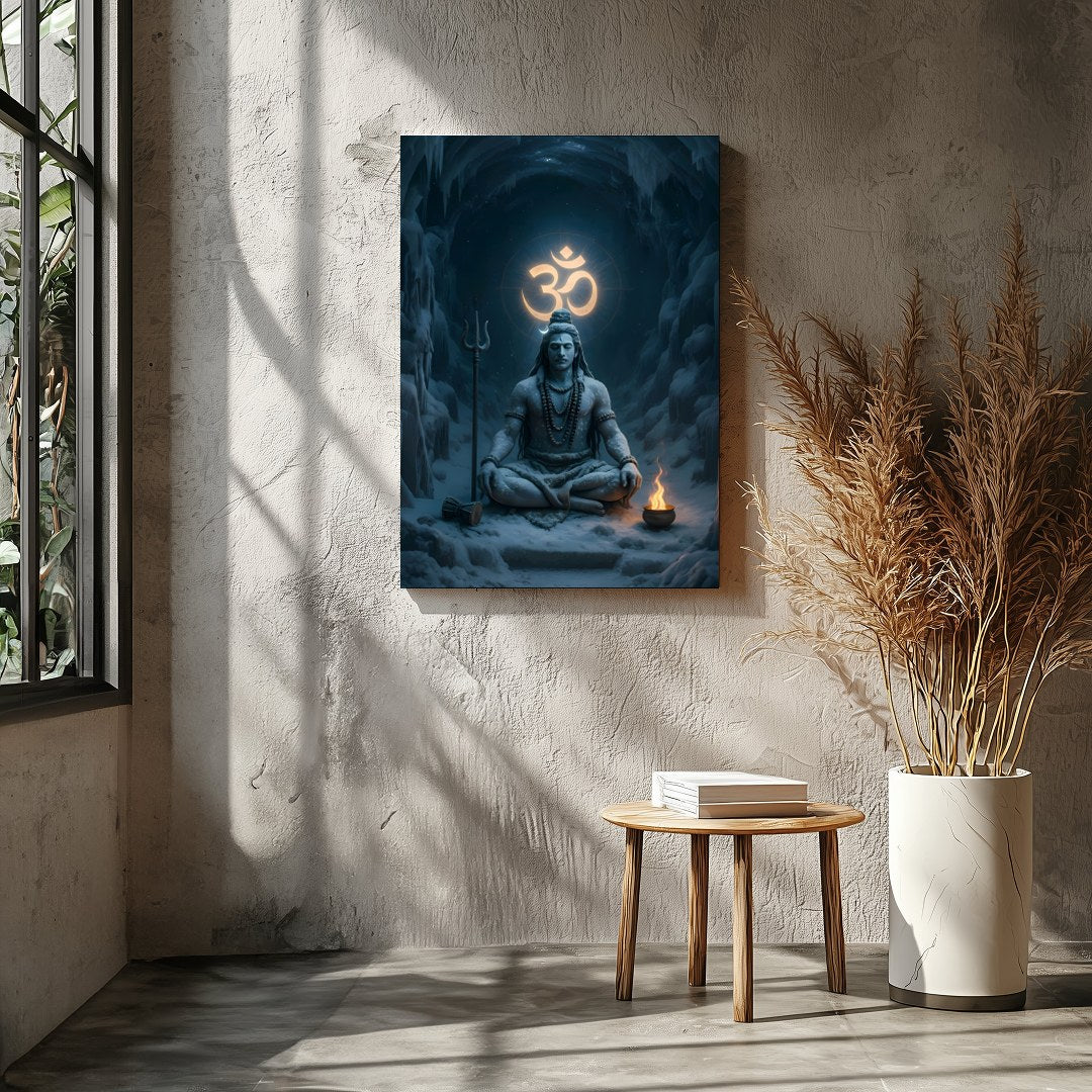 This mesmerizing artwork captures the serene presence of a meditative figure, enveloped in an for Entrance
