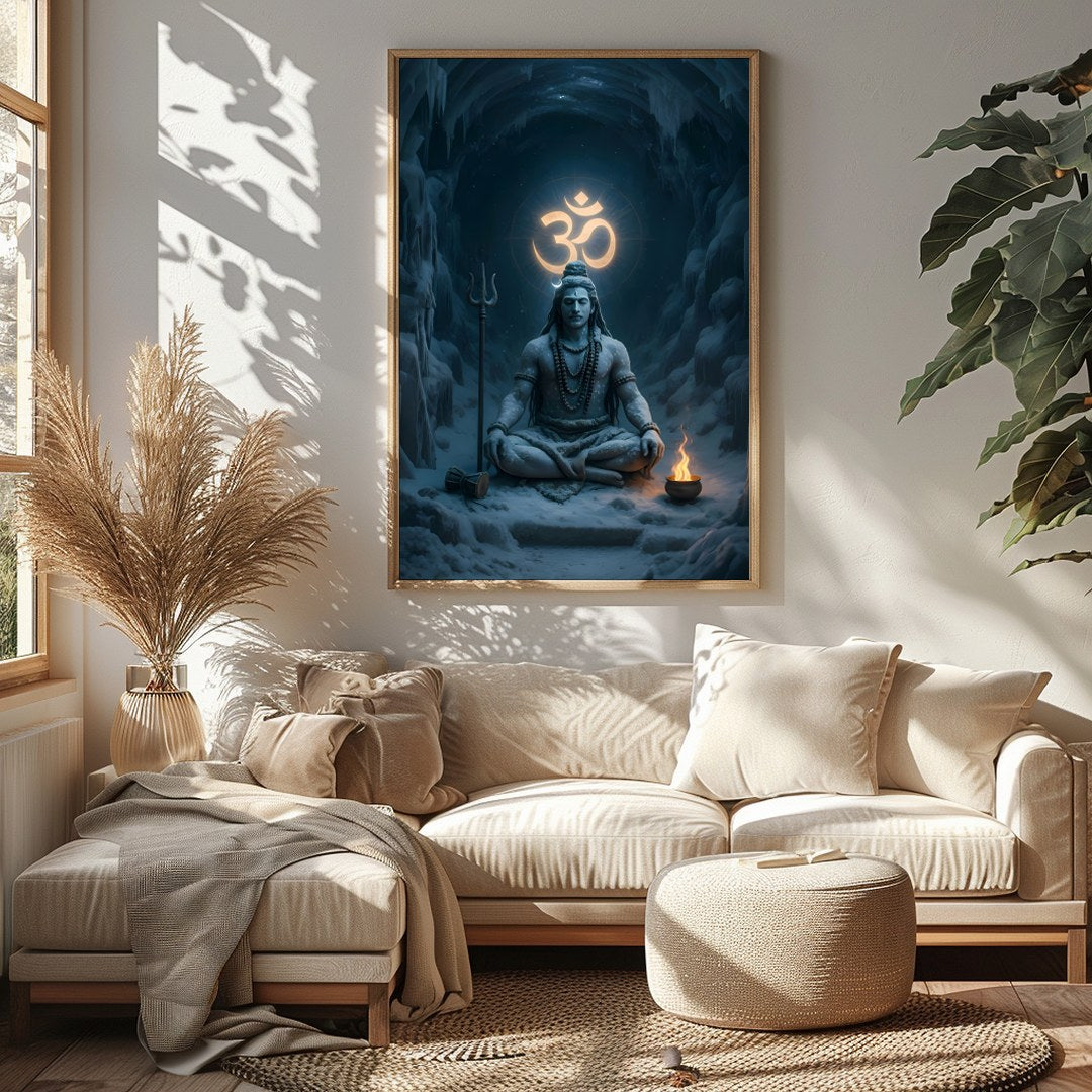 This mesmerizing artwork captures the serene presence of a meditative figure, enveloped in an for Sitting Area