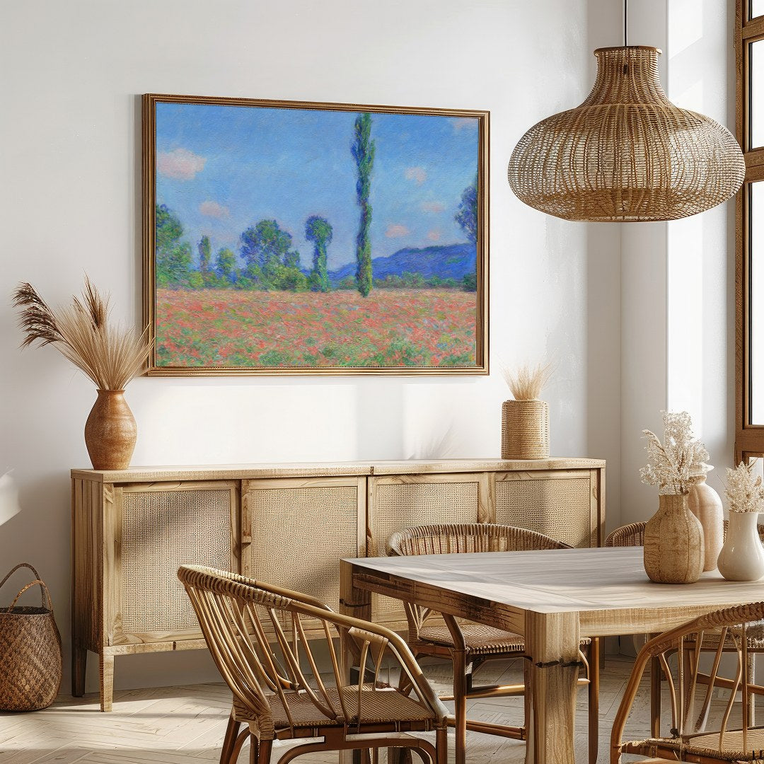 Experience the tranquil beauty of nature with this vibrant landscape artwork. Capturing a meadow for Dining