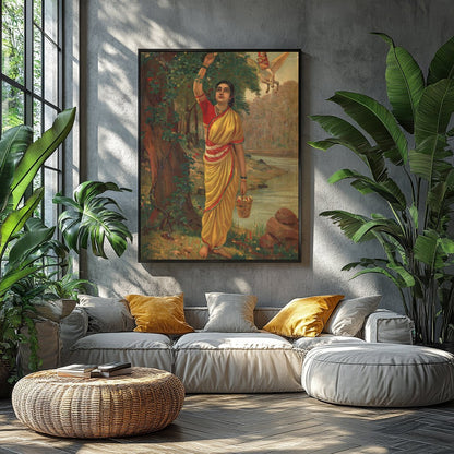 Immerse yourself in the timeless beauty of this captivating artwork depicting a serene figure in a for Balcony