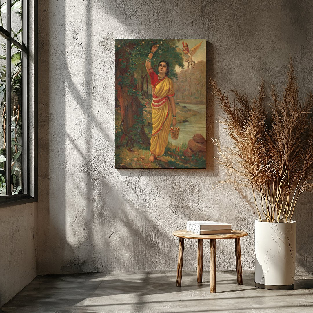 Immerse yourself in the timeless beauty of this captivating artwork depicting a serene figure in a for Entrance