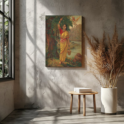 Immerse yourself in the timeless beauty of this captivating artwork depicting a serene figure in a for Entrance