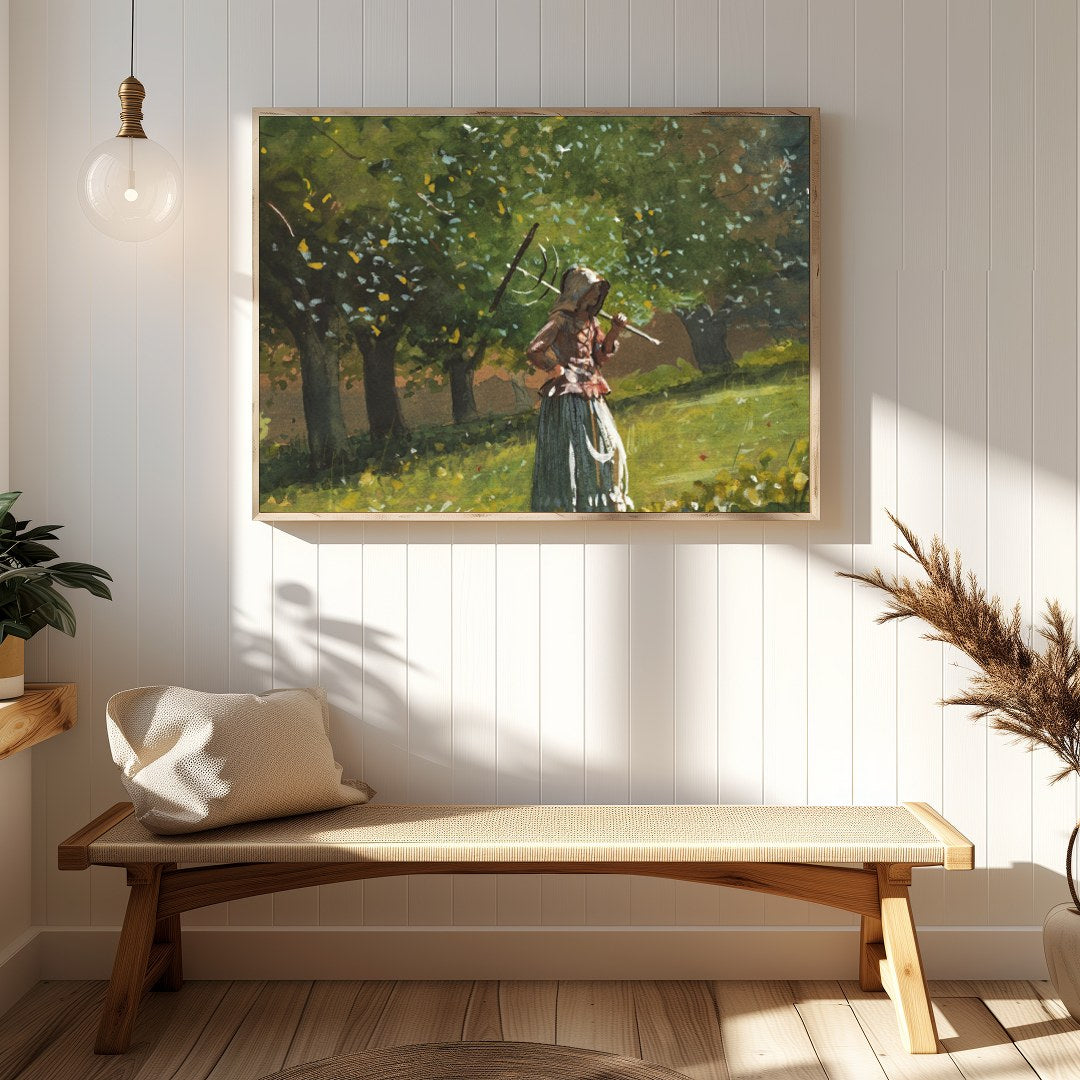 Experience the peaceful allure of 'Serenity in the Orchard,' a captivating watercolor painting that for Hallway