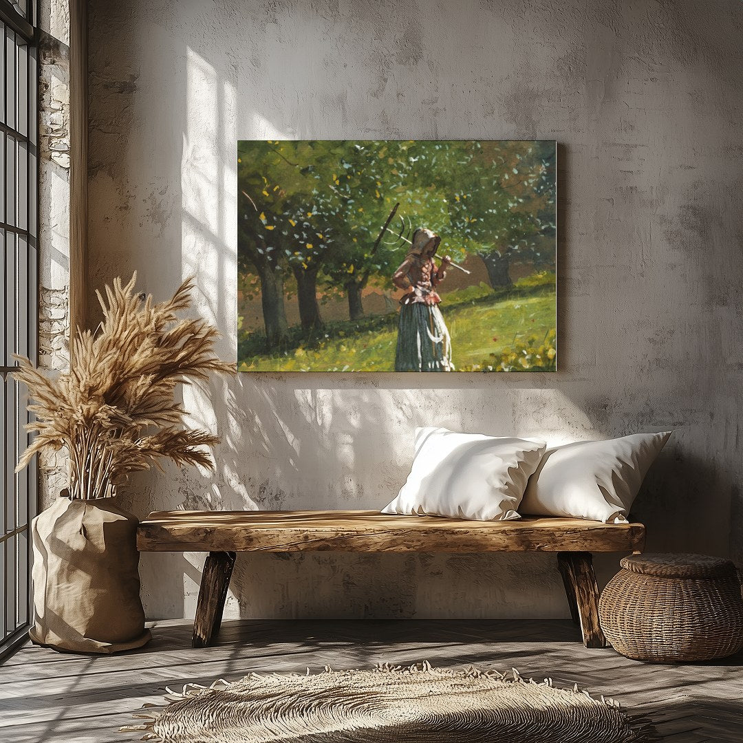 Experience the peaceful allure of 'Serenity in the Orchard,' a captivating watercolor painting that for Veranda