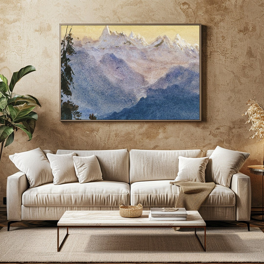 Immerse yourself in the tranquil beauty of 'Serenity in the Peaks,' a stunning depiction of for Family Room