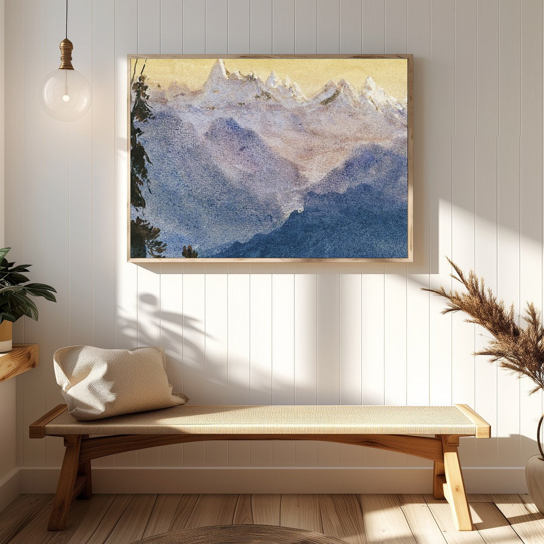Immerse yourself in the tranquil beauty of 'Serenity in the Peaks,' a stunning depiction of for Hallway
