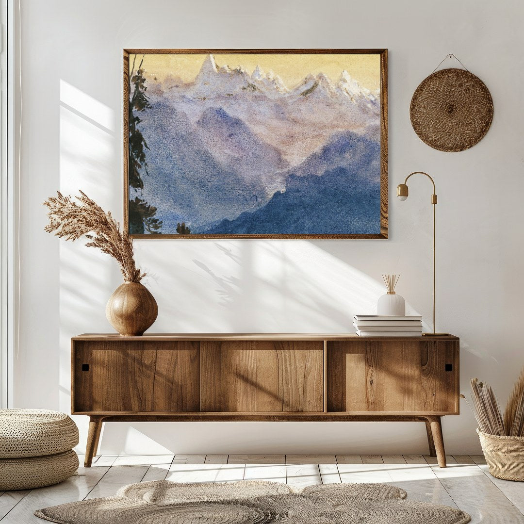 Immerse yourself in the tranquil beauty of 'Serenity in the Peaks,' a stunning depiction of for Sitting Area