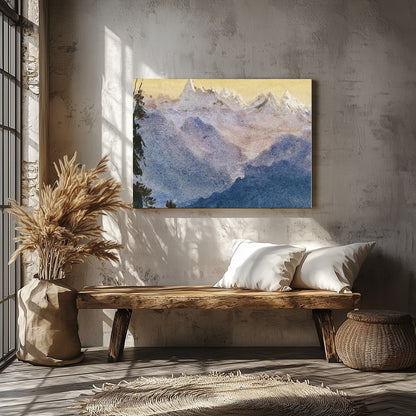 Immerse yourself in the tranquil beauty of 'Serenity in the Peaks,' a stunning depiction of for Veranda