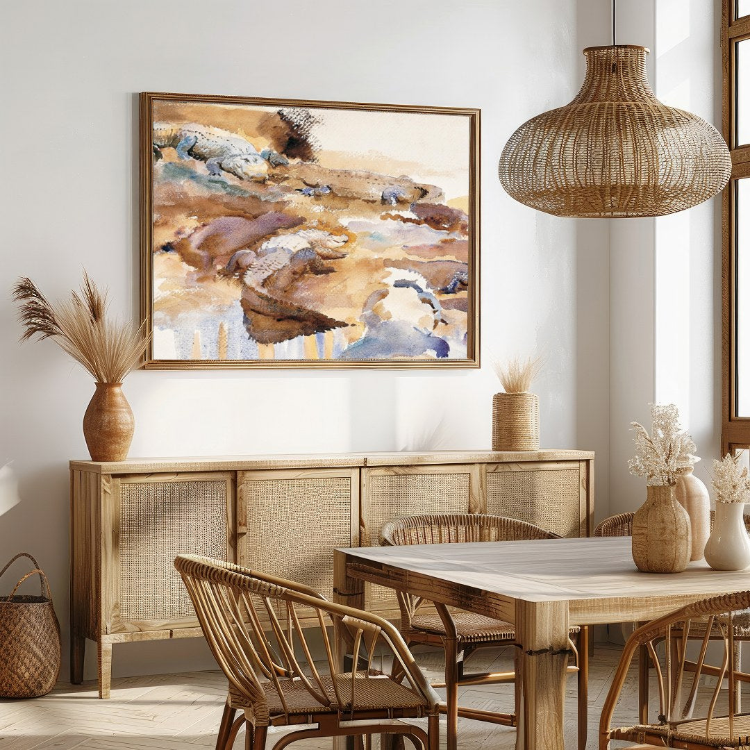Immerse yourself in the tranquil beauty of nature with this exquisite watercolor artwork, capturing for Dining