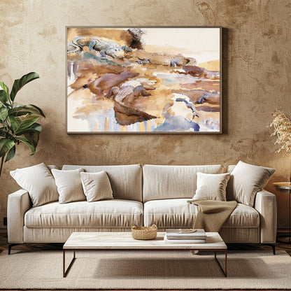 Immerse yourself in the tranquil beauty of nature with this exquisite watercolor artwork, capturing for Family Room