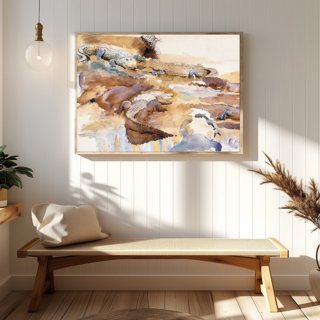 Immerse yourself in the tranquil beauty of nature with this exquisite watercolor artwork, capturing for Hallway