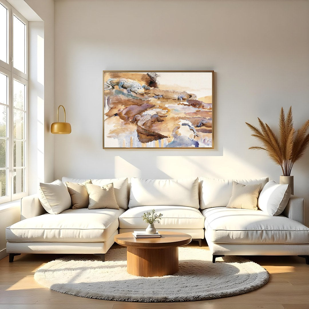 Immerse yourself in the tranquil beauty of nature with this exquisite watercolor artwork, capturing for Living Room