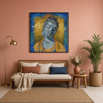 Immerse your space in tranquility with this serene depiction of the Buddha, capturing a peaceful for Sitting Lounge