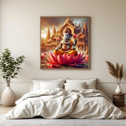 Embrace tranquility with this captivating artwork featuring Ganesha, the deity of wisdom and new for Bedroom