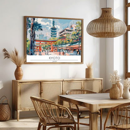 Immerse yourself in the captivating essence of Kyoto with this exquisite illustrated artwork. The for Dining
