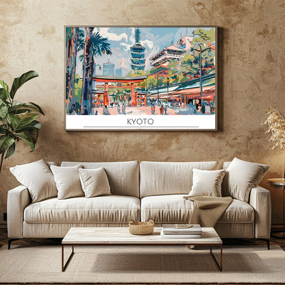 Immerse yourself in the captivating essence of Kyoto with this exquisite illustrated artwork. The for Family Room