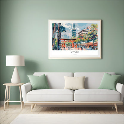 Immerse yourself in the captivating essence of Kyoto with this exquisite illustrated artwork. The for Hall