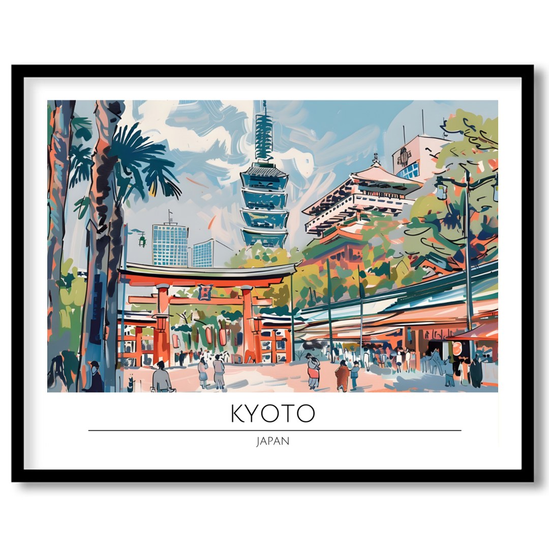 Immerse yourself in the captivating essence of Kyoto with this exquisite illustrated artwork. The for residence
