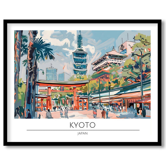 Immerse yourself in the captivating essence of Kyoto with this exquisite illustrated artwork. The for residence
