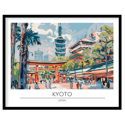 Immerse yourself in the captivating essence of Kyoto with this exquisite illustrated artwork. The for residence
