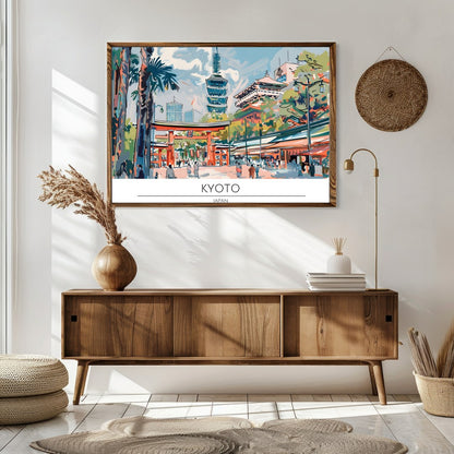 Immerse yourself in the captivating essence of Kyoto with this exquisite illustrated artwork. The for Sitting Area