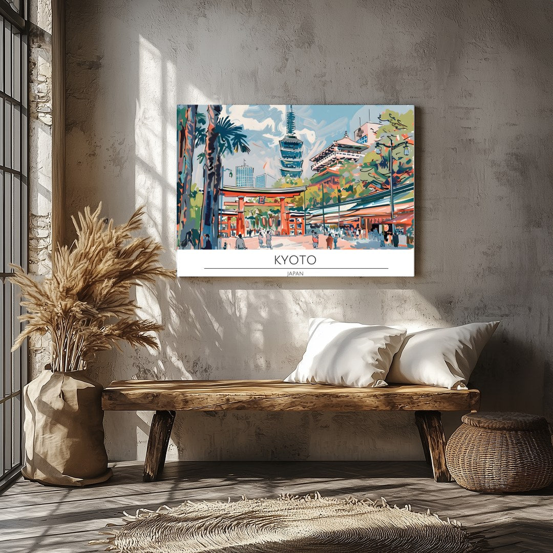 Immerse yourself in the captivating essence of Kyoto with this exquisite illustrated artwork. The for Veranda