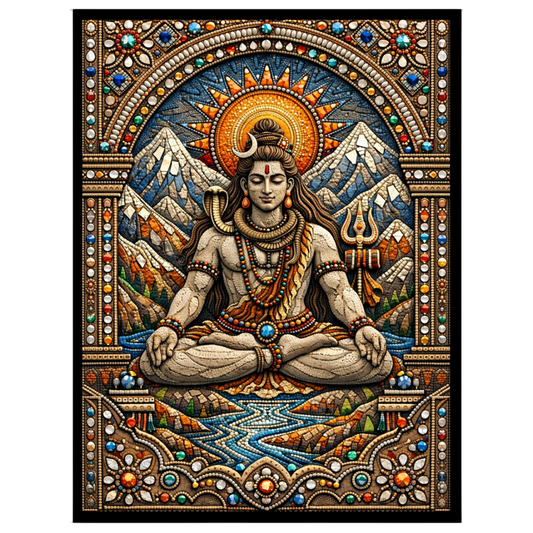 Immerse yourself in the divine tranquility of Lord Shiva depicted in this magnificent artwork. for studio