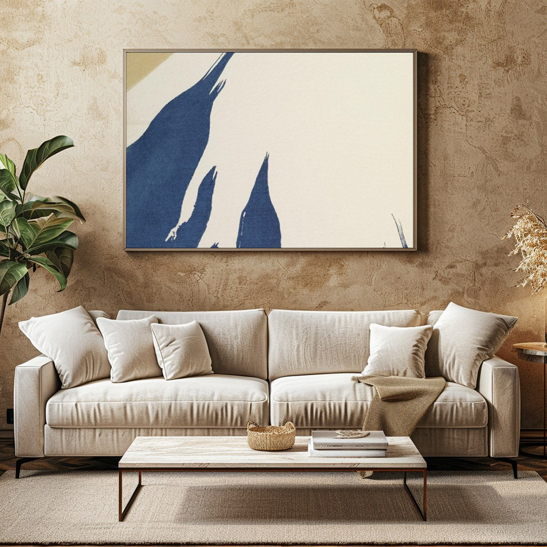 Capture the tranquil beauty of Mount Fuji with this minimalist artwork that combines soft beige and for Family Room