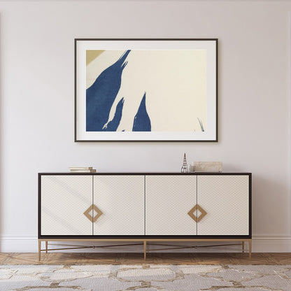 Capture the tranquil beauty of Mount Fuji with this minimalist artwork that combines soft beige and for Foyer