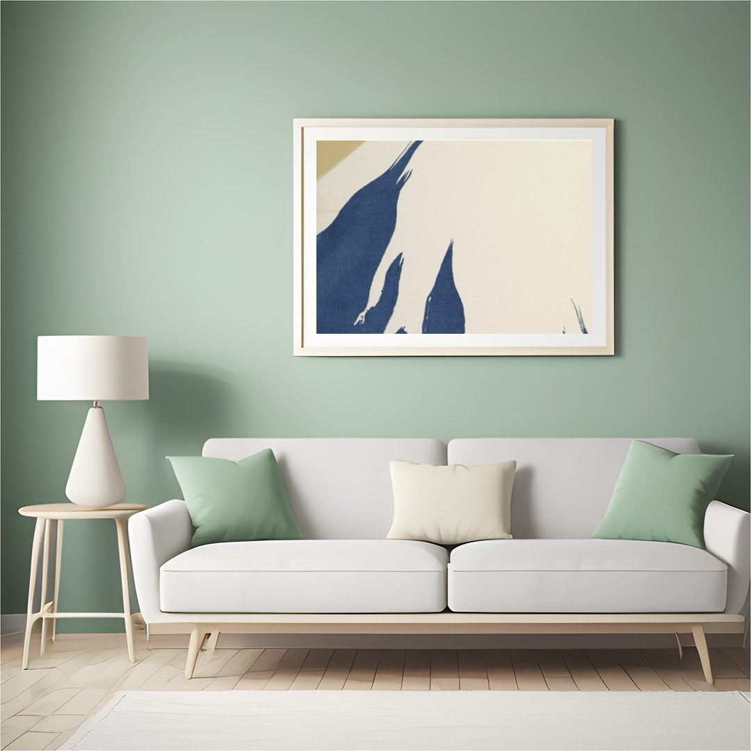 Capture the tranquil beauty of Mount Fuji with this minimalist artwork that combines soft beige and for Hall