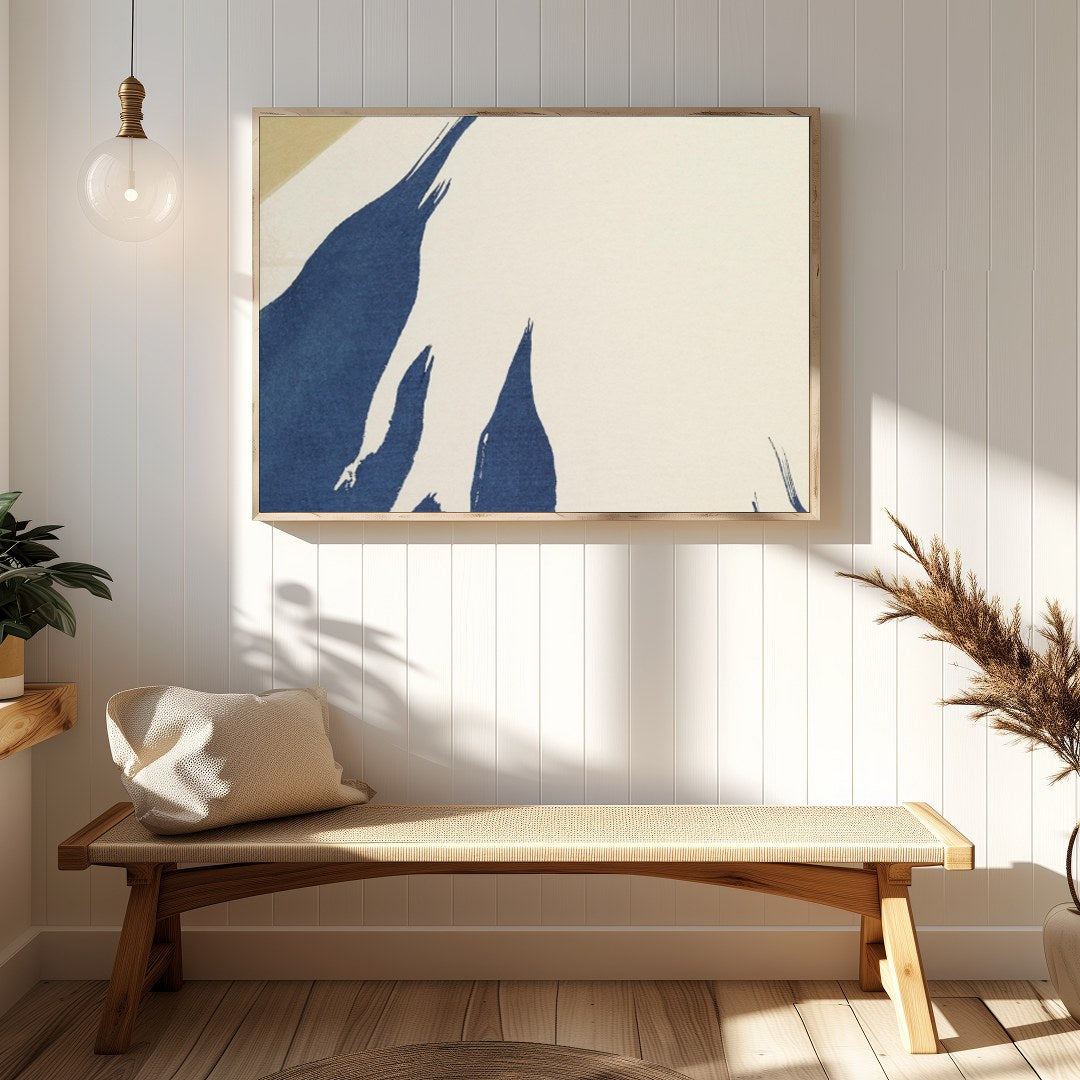 Capture the tranquil beauty of Mount Fuji with this minimalist artwork that combines soft beige and for Hallway