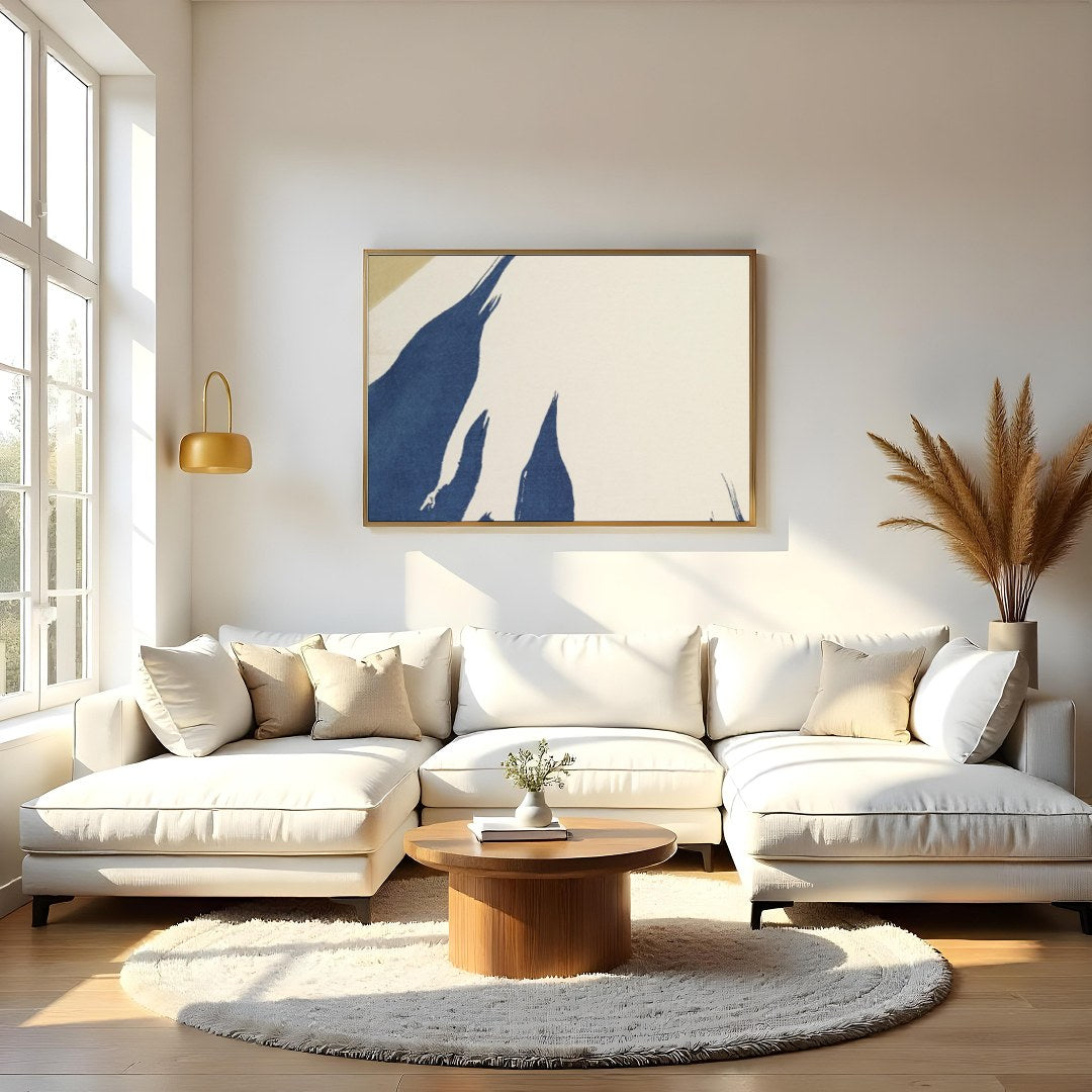 Capture the tranquil beauty of Mount Fuji with this minimalist artwork that combines soft beige and for Living Room