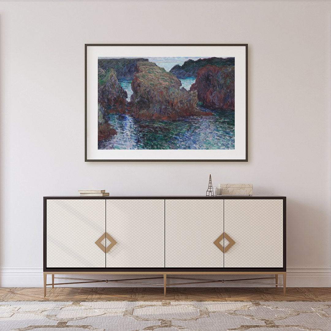 Immerse yourself in the calming beauty of 'Serenity of the Cliffs,' an exquisite piece that for Foyer