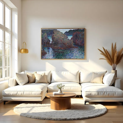 Immerse yourself in the calming beauty of 'Serenity of the Cliffs,' an exquisite piece that for Living Room