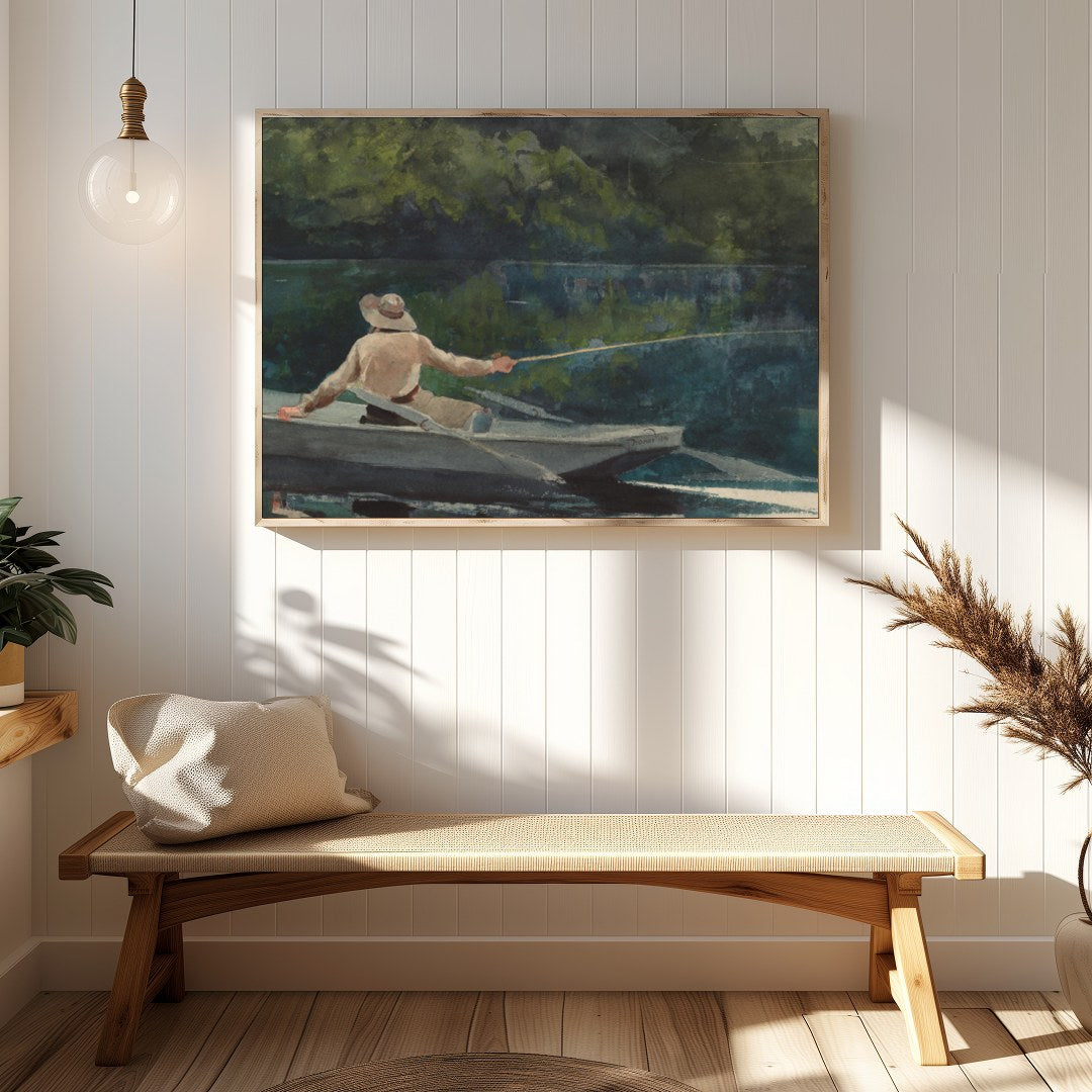 Immerse yourself in the calming and reflective scene of a lone fisherman casting his line amidst for Hallway