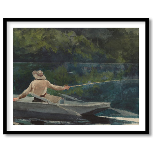 Immerse yourself in the calming and reflective scene of a lone fisherman casting his line amidst for room