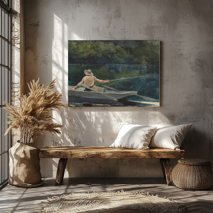 Immerse yourself in the calming and reflective scene of a lone fisherman casting his line amidst for Veranda