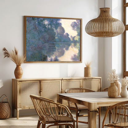 Immerse yourself in the tranquil beauty of 'Serenity on the Water,' a stunning artwork that for Dining