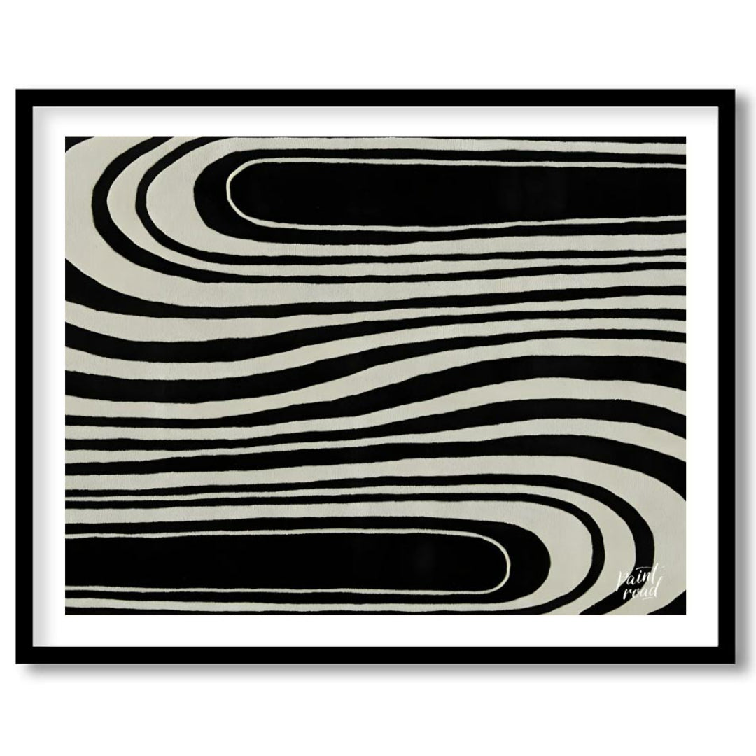 """Serpentine Flow"" captures the dynamic interplay of black and white, creating a mesmerizing visu… for home