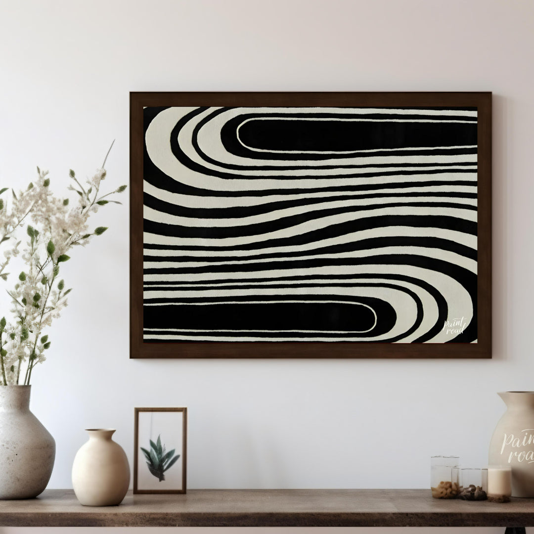 """Serpentine Flow"" captures the dynamic interplay of black and white, creating a mesmerizing visu… for other