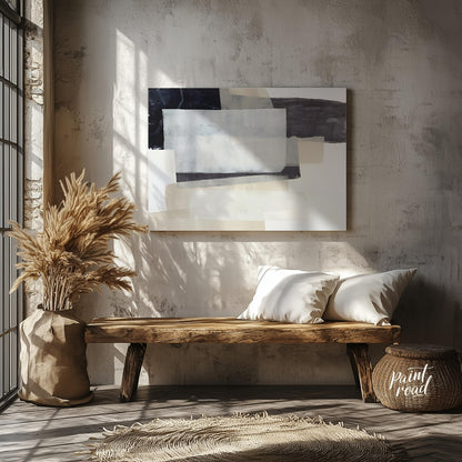 "This abstract painting, ""Shadow Horizon II"" by Jennifer Goldberger, features a composition of la… for entryway